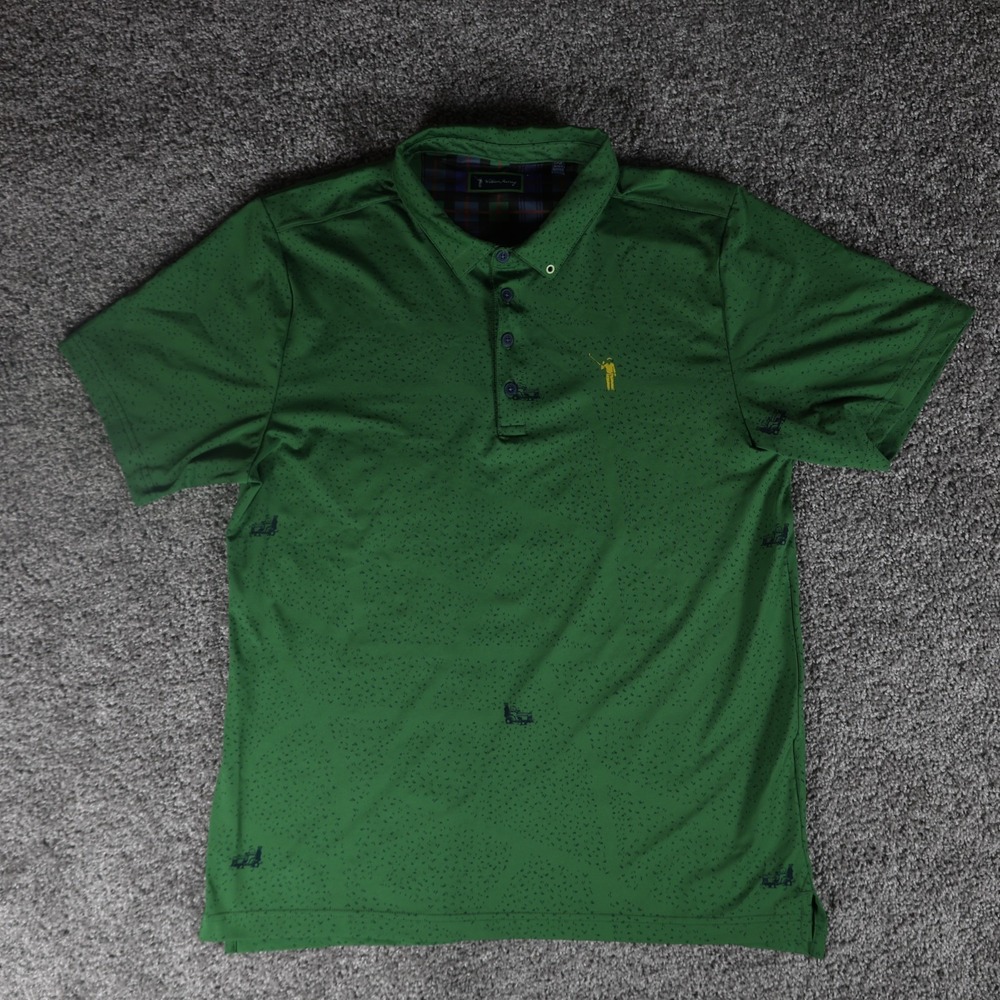 William Murray Golf Men's Large Green Allover Print Performance Polo Shirt